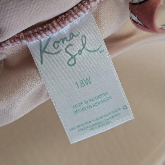 Kona Sol Women's Dusty Rose Floral One Piece Swimsuit V Neck Side Ties Size 18W - Picture 12 of 16